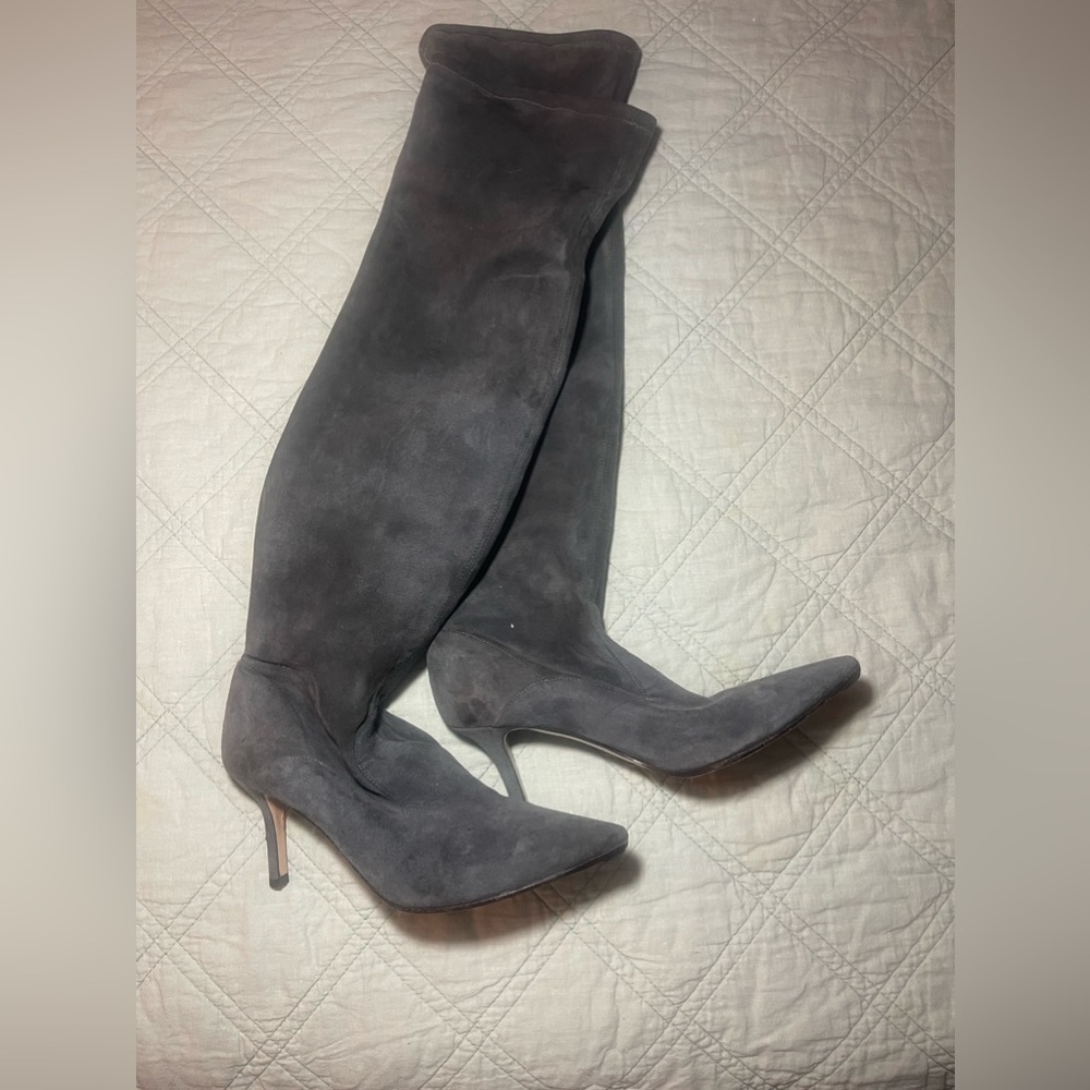 Valentino gray suede boots knee-high
